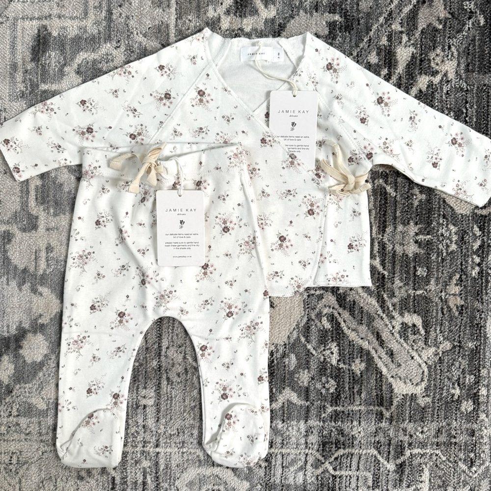 Jamie Kay Baby Girl Sweet William Floral Kimono Set